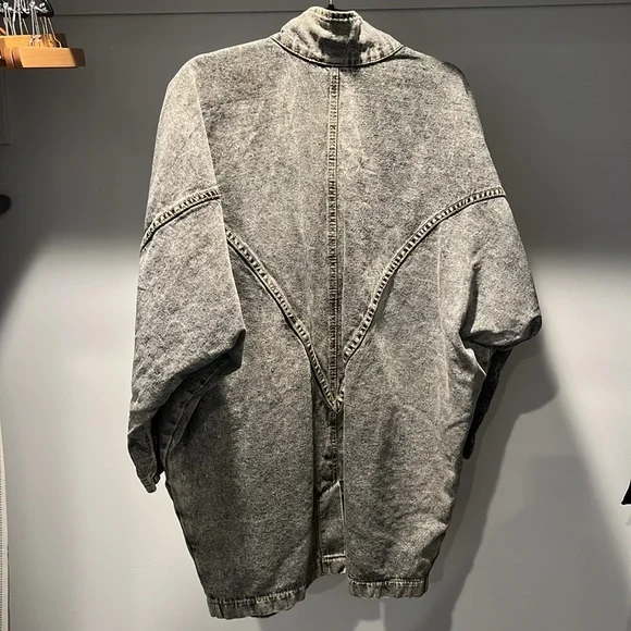 Vintage Oversized Acid Wash Jean Denim Jacket Womens Medium Grunge Street - Picture 2 of 3